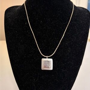 Givenchy Silver Geometric Pendant Necklace